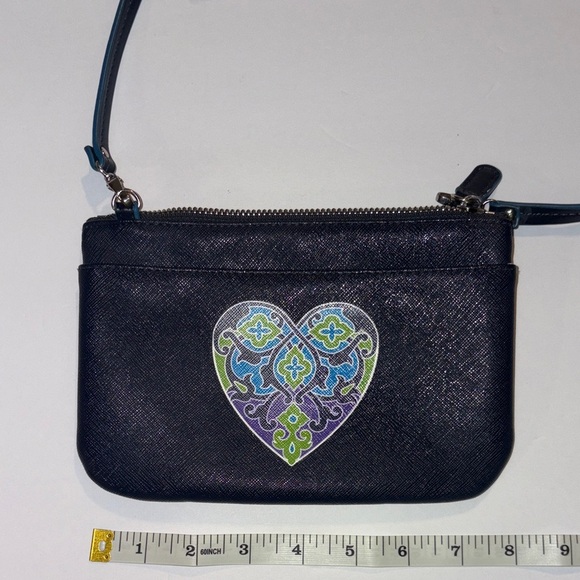 Brighton Navy Blue Crossbody with A Green Heart Design - Picture 3 of 9